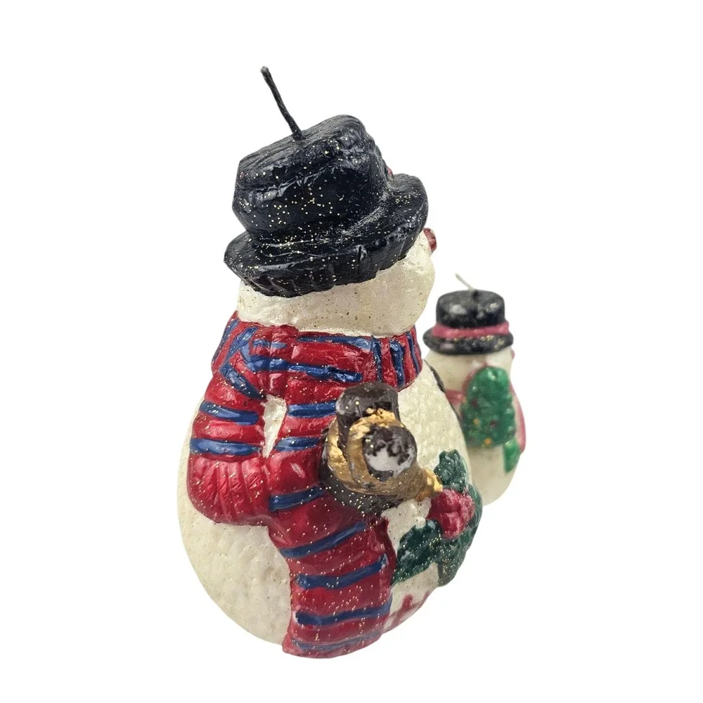 Christmas Candle Snowman with‎ Tree Holiday Decor Festive Decoration
